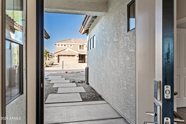 view of side of home featuring stucco siding