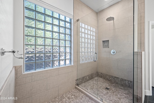 full bathroom featuring a shower stall