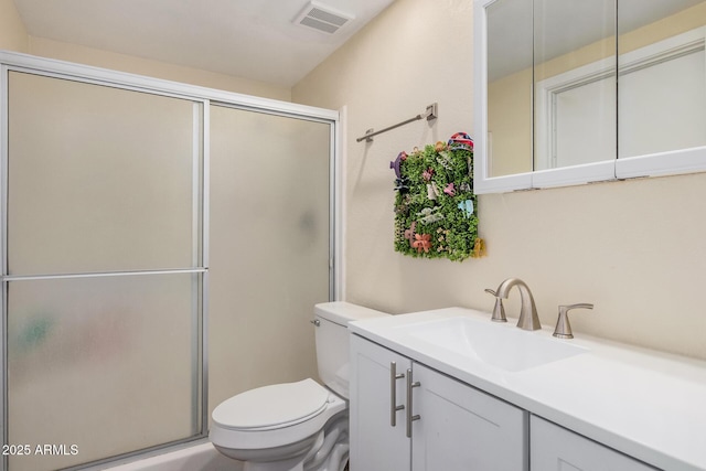 20053 N 15th Dr, Phoenix, AZ 85027 - bathroom with an enclosed shower, visible vents, toilet, and vanity
