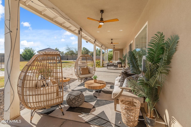 view of patio with ceiling fan