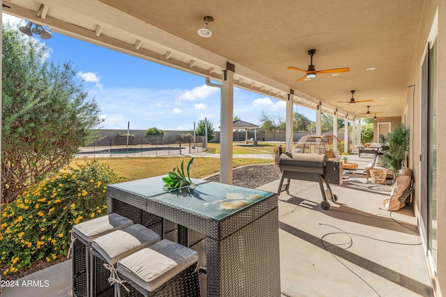 view of patio featuring a pool