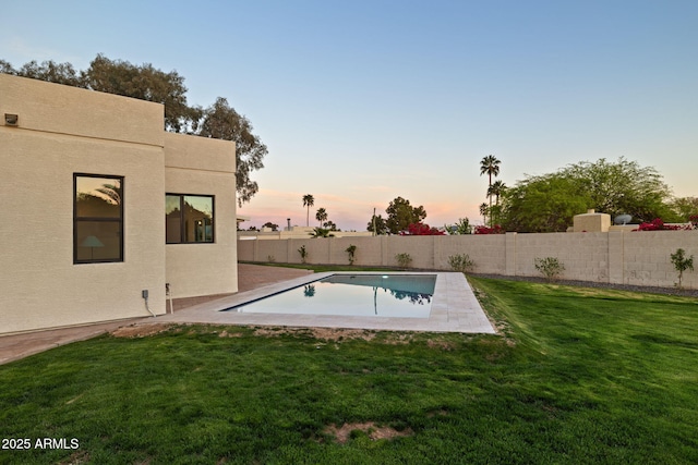 6761 E Juniper Ave, Scottsdale, AZ 85254 - view of pool with a yard, a fenced backyard, a fenced in pool, and a patio area