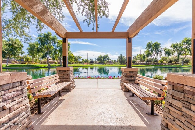 3467 S Falcon Dr, Gilbert, AZ 85297 - view of patio / terrace featuring a water view