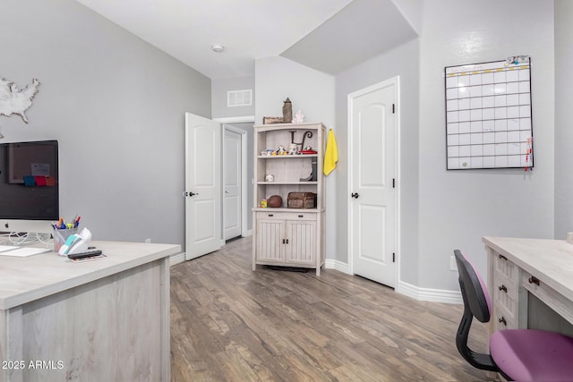 home office featuring light wood-type flooring