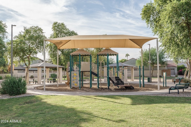 view of play area with a lawn