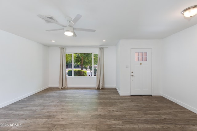 1820 W Seldon Way, Phoenix, AZ 85021 - spare room featuring a ceiling fan, wood finished floors, baseboards, and recessed lighting