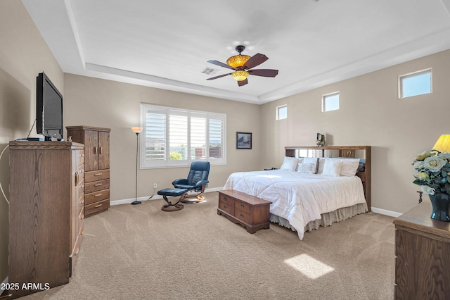 3125 W Desert Ln, Laveen, AZ 85339 - bedroom with multiple windows, carpet, and a raised ceiling