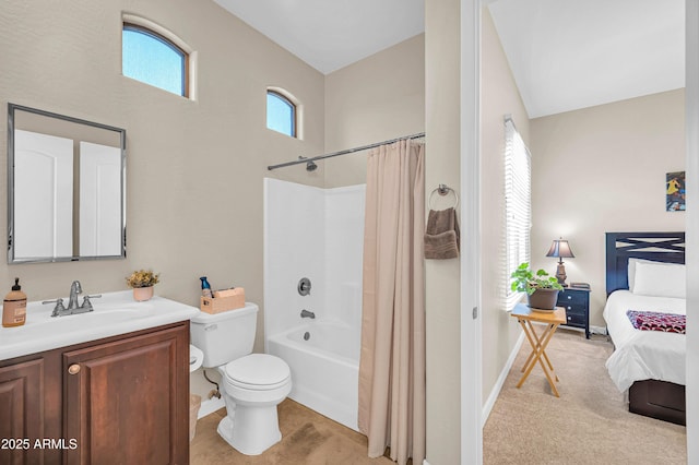 3125 W Desert Ln, Laveen, AZ 85339 - full bath with vanity, shower / bath combo, ensuite bathroom, and a towering ceiling
