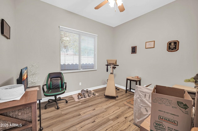 3125 W Desert Ln, Laveen, AZ 85339 - office featuring ceiling fan and light wood-style floors
