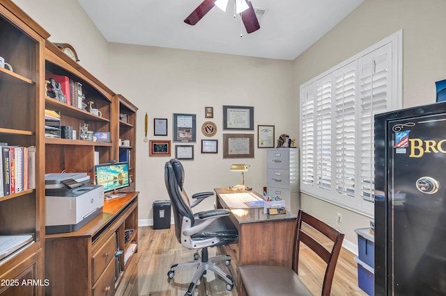 3125 W Desert Ln, Laveen, AZ 85339 - home office with ceiling fan and light wood-style flooring