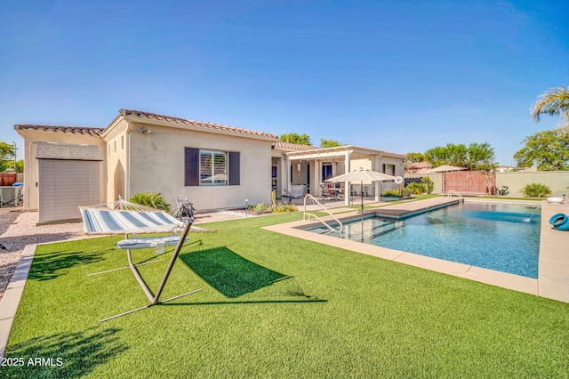 3125 W Desert Ln, Laveen, AZ 85339 - view of pool featuring a pergola, a fenced backyard, and a patio area