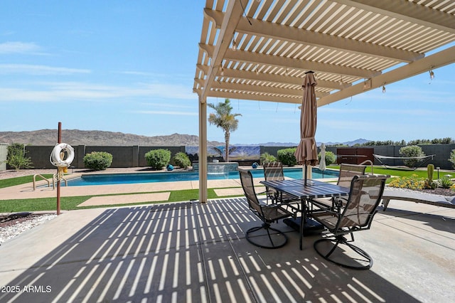 3125 W Desert Ln, Laveen, AZ 85339 - fenced backyard with a pergola and a mountain view