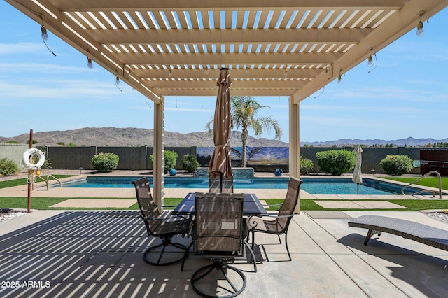 3125 W Desert Ln, Laveen, AZ 85339 - fenced backyard featuring a mountain view, a pergola, and a patio