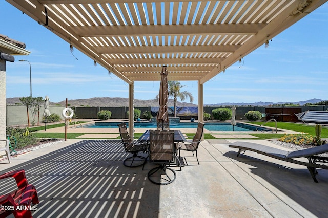 3125 W Desert Ln, Laveen, AZ 85339 - fenced backyard with a mountain view and a pergola
