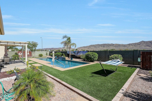 3125 W Desert Ln, Laveen, AZ 85339 - view of pool featuring a fenced backyard, a patio area, and a mountain view