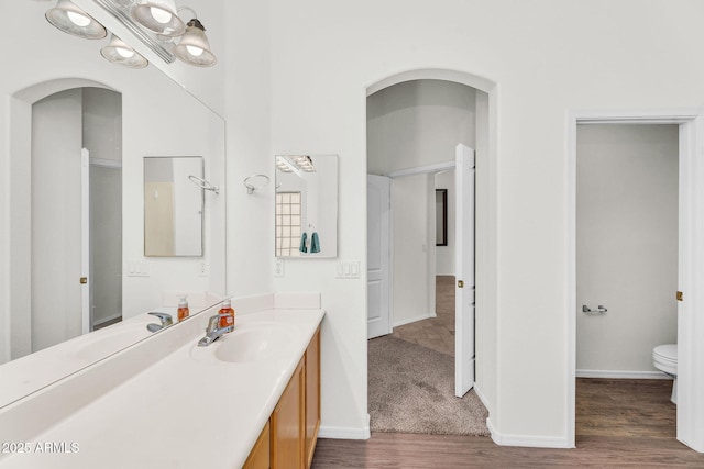 5529 E Holmes Ave, Mesa, AZ 85206 - bathroom with wood finished floors and vanity