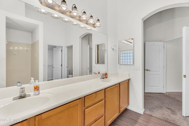 5529 E Holmes Ave, Mesa, AZ 85206 - full bath with double vanity and wood finished floors