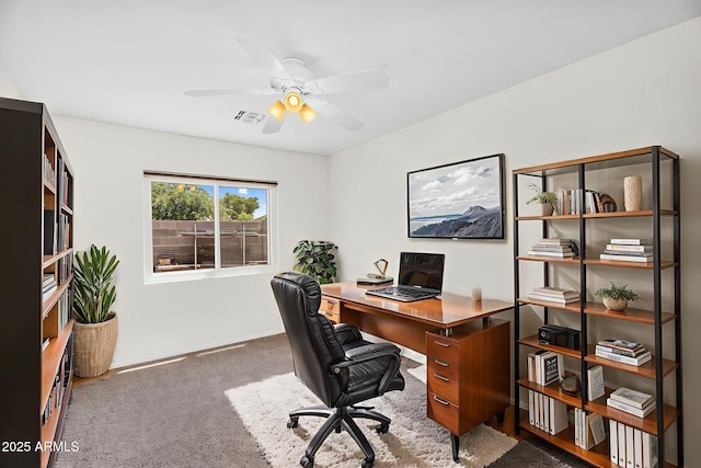5529 E Holmes Ave, Mesa, AZ 85206 - carpeted office featuring ceiling fan and baseboards
