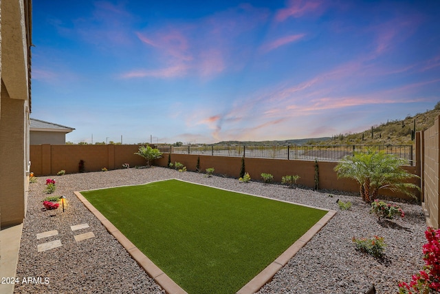 view of yard at dusk