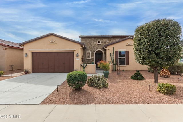 view of front of house with a garage