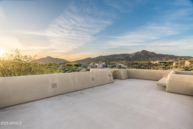 view of patio with a mountain view