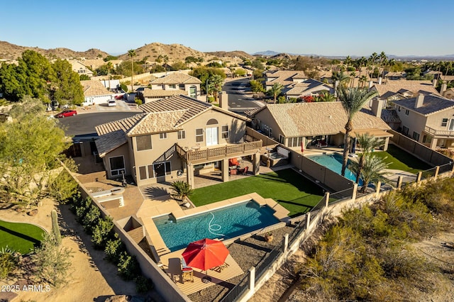 bird's eye view with a mountain view