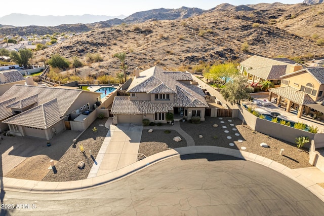 aerial view with a mountain view