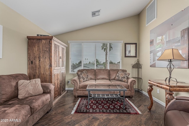 1121 W Mission Dr, Chandler, AZ 85224 - living area with vaulted ceiling, wood finished floors, and baseboards