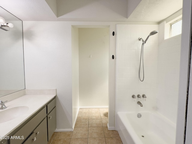 7770 E Camelback Rd Unit 23, Scottsdale, AZ 85251 - bathroom featuring vanity, tile patterned floors, shower / bath combination, and baseboards