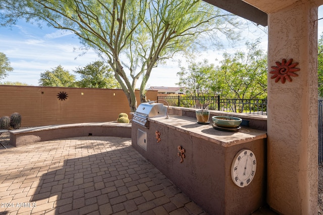 view of patio / terrace featuring area for grilling and exterior kitchen