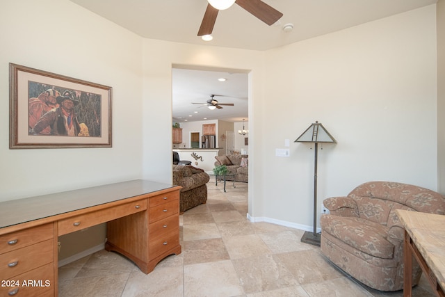 office featuring ceiling fan