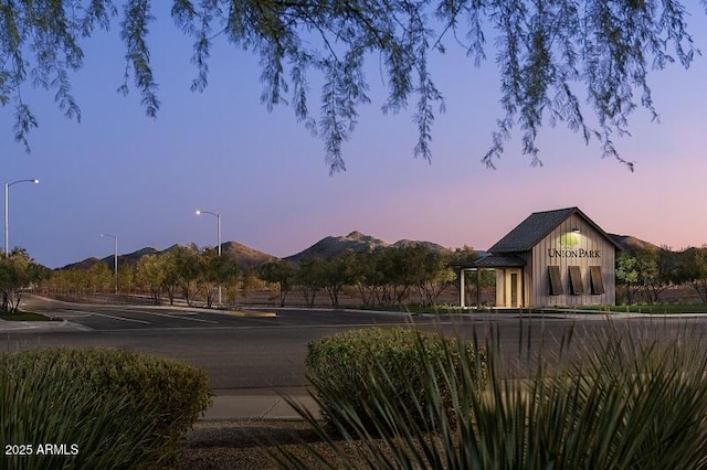 exterior space with a mountain view