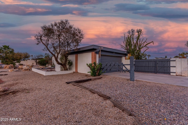 exterior space featuring a garage