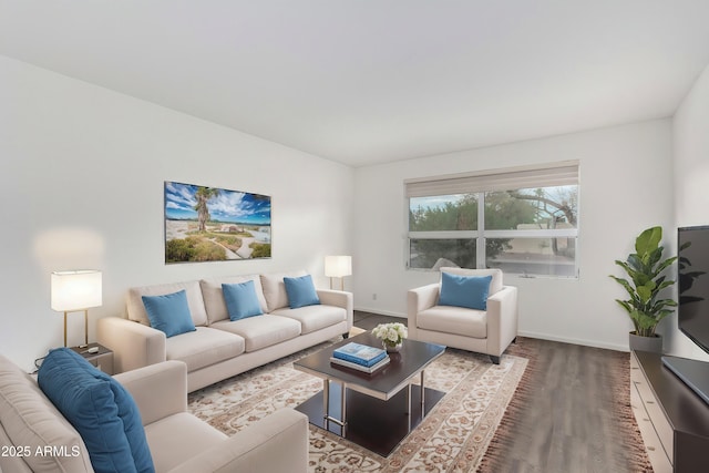 living room with wood-type flooring