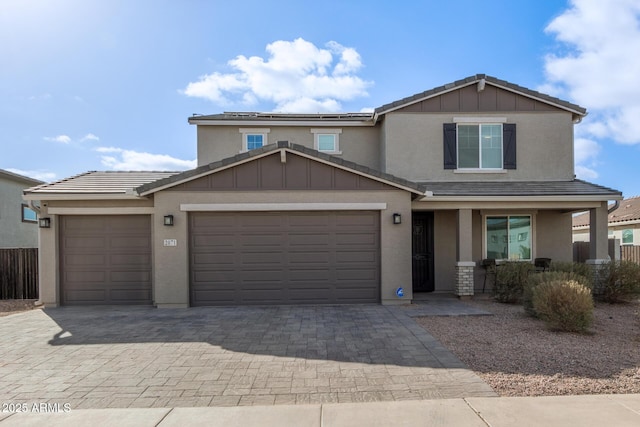 view of front of house with a garage