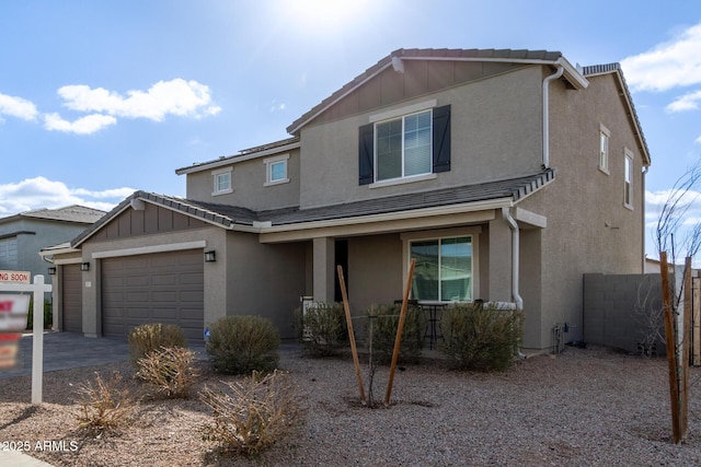 view of front of house with a garage