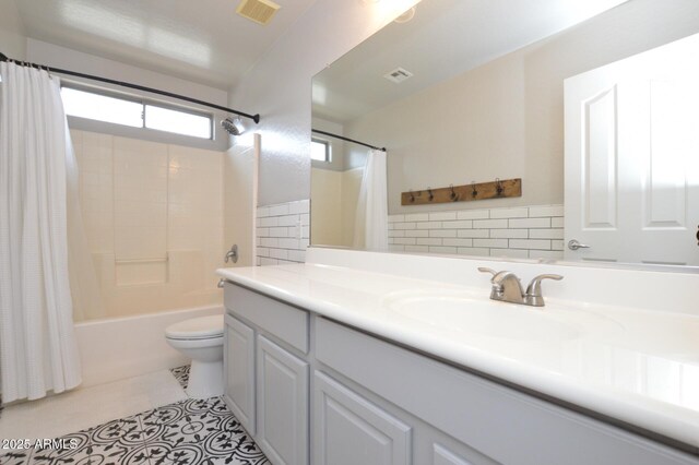 20258 S 196th St, Queen Creek, AZ 85142 - full bathroom with vanity, shower / tub combo with curtain, and tile patterned flooring