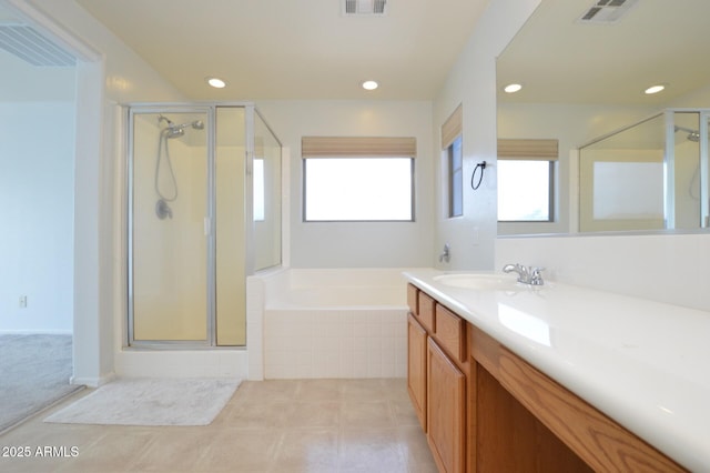20258 S 196th St, Queen Creek, AZ 85142 - bathroom with a shower stall, vanity, a garden tub, and recessed lighting