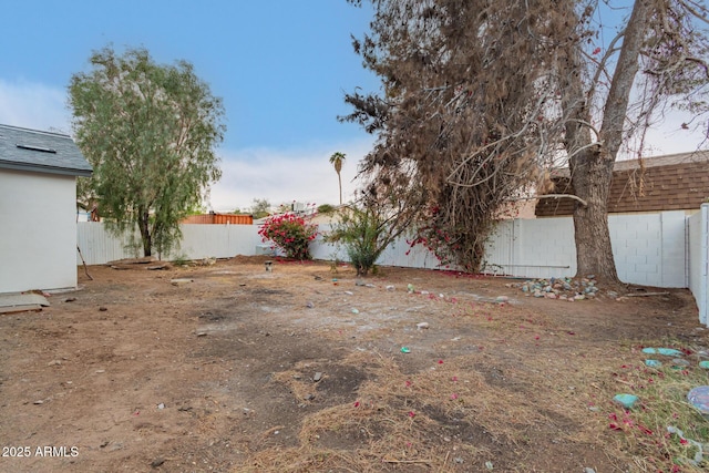 view of yard with a fenced backyard