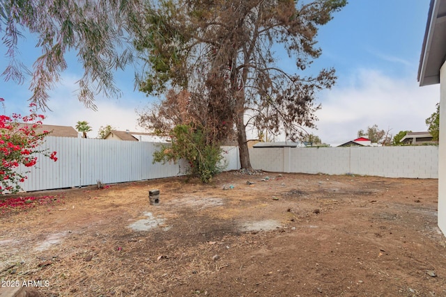 view of yard featuring a fenced backyard