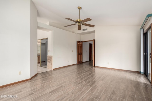 3740 W Kent Dr, Chandler, AZ 85226 - unfurnished room with light wood finished floors, ceiling fan, baseboards, and lofted ceiling