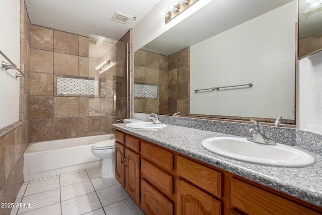 3740 W Kent Dr, Chandler, AZ 85226 - bathroom with double vanity, toilet, bathtub / shower combination, and tile patterned floors
