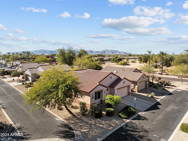 drone / aerial view with a mountain view