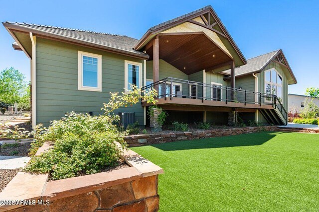 1568 Gettysvue Way, Prescott, AZ 86301 - back of house with a yard, a deck, and cooling unit