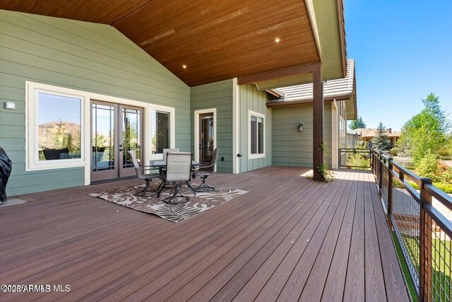 1568 Gettysvue Way, Prescott, AZ 86301 - wooden terrace featuring french doors and outdoor dining space