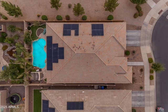 aerial view of a pool