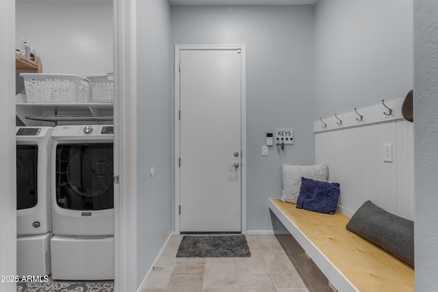 mudroom featuring separate washer and dryer