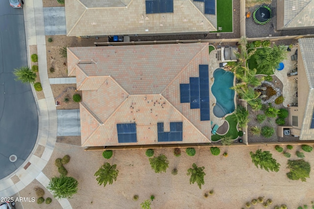 aerial view of a pool area