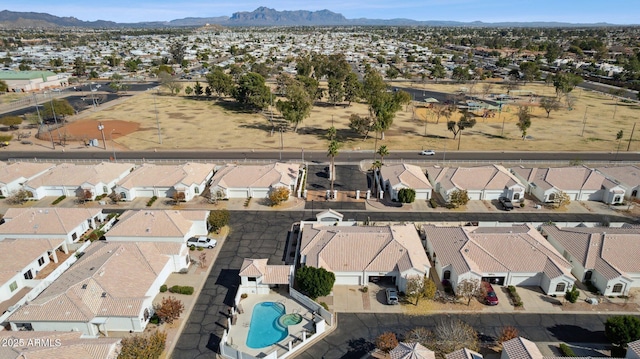 bird's eye view with a mountain view