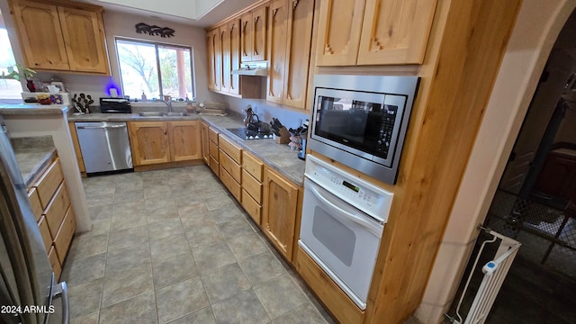 kitchen with sink and appliances with stainless steel finishes